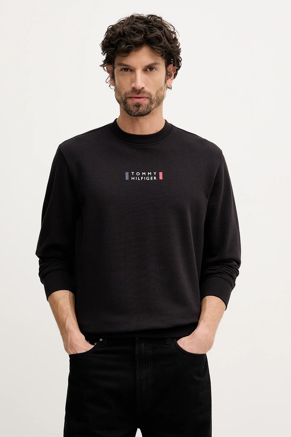 Bavlnená mikina Tommy Hilfiger bavlna čierna MW0MW41428