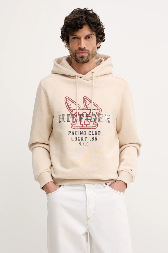 Tommy Hilfiger bluza bawełniana nadruk beżowy MW0MW41431