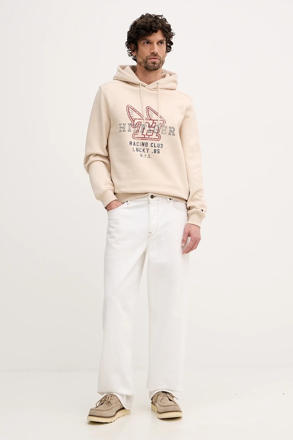 Tommy Hilfiger bluza bawełniana MW0MW41431 beżowy SS26