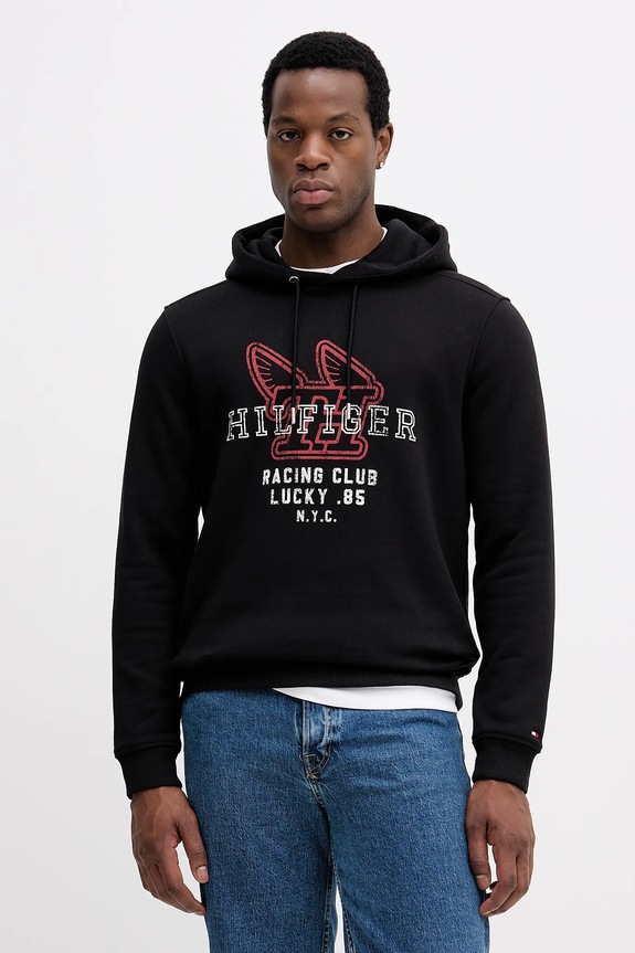 Tommy Hilfiger bluza bawełniana nadruk czarny MW0MW41431
