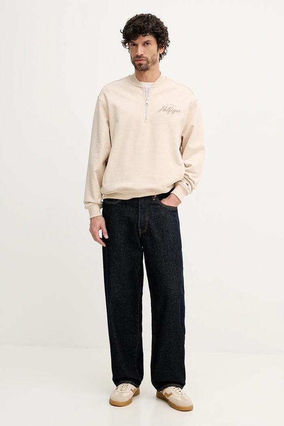 Bavlnená mikina Tommy Hilfiger MW0MW41432 béžová SS26