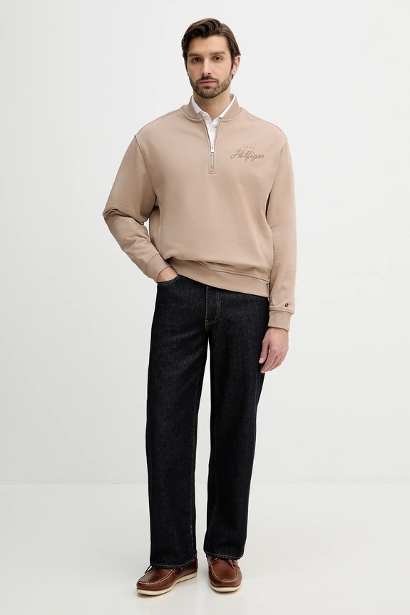 Bavlnená mikina Tommy Hilfiger MW0MW41432 béžová SS26