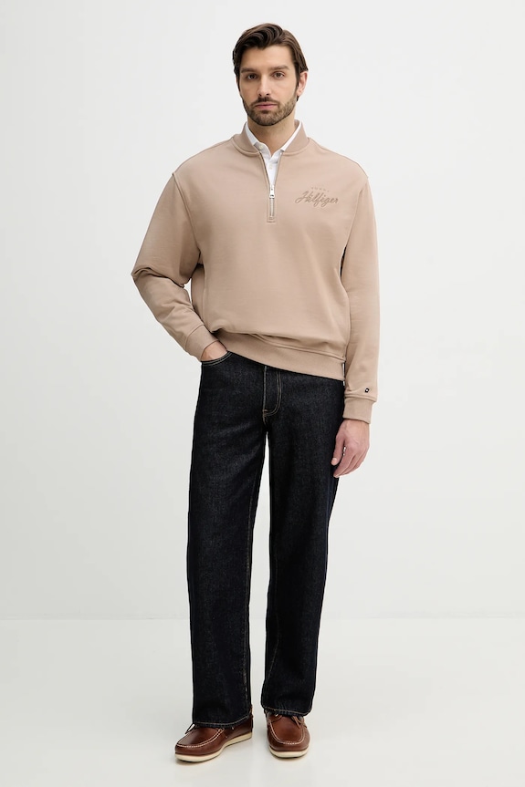 Bavlnená mikina Tommy Hilfiger MW0MW41432 béžová SS26