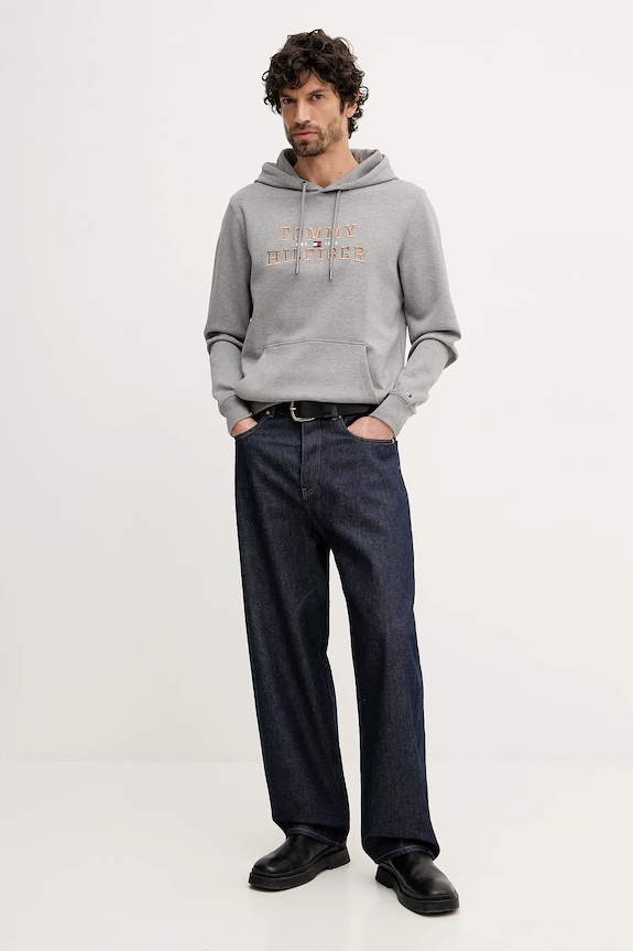 Mikina Tommy Hilfiger MW0MW42528 sivá SS26