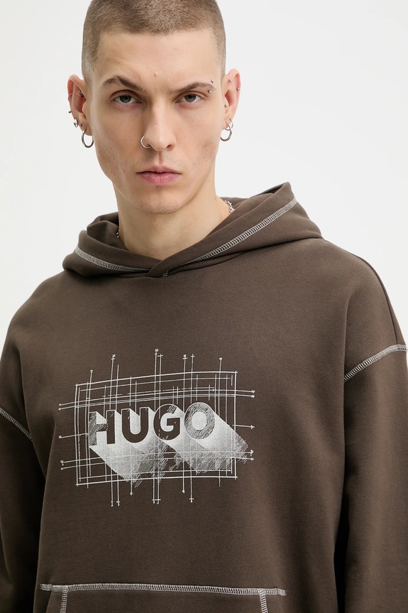 Hugo Blue bluza bawełniana Nothalium brązowy 50553506