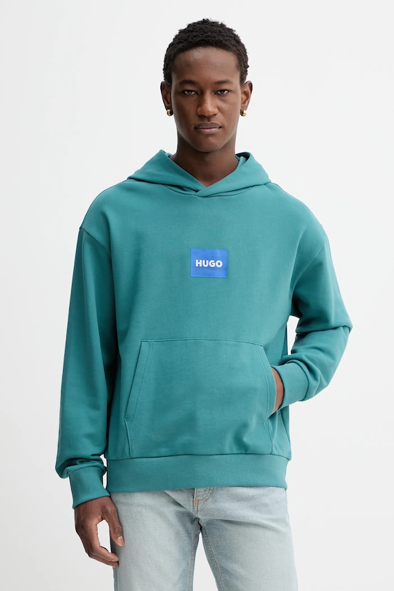 Хлопковая кофта Hugo Blue Nayohood Nayohood гладкий бирюзовый 50556613