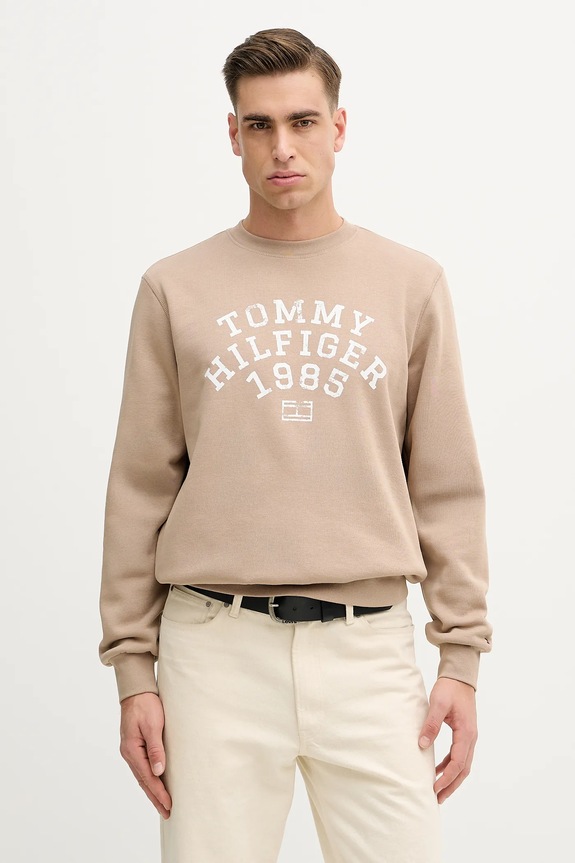 Mikina Tommy Hilfiger bez kapucne béžová MW0MW41426