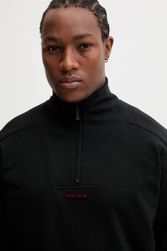 Mikina HUGO ATLAS HALF ZIP čierna 50557016