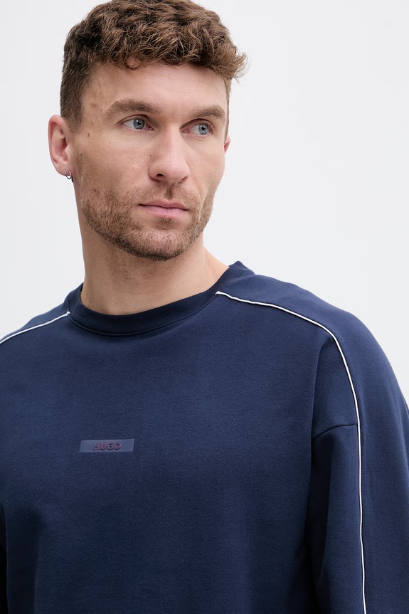HUGO кофта для мужчин из хлопка с эластаном PALO SWEATSHIRT тёмно-синий 50556998
