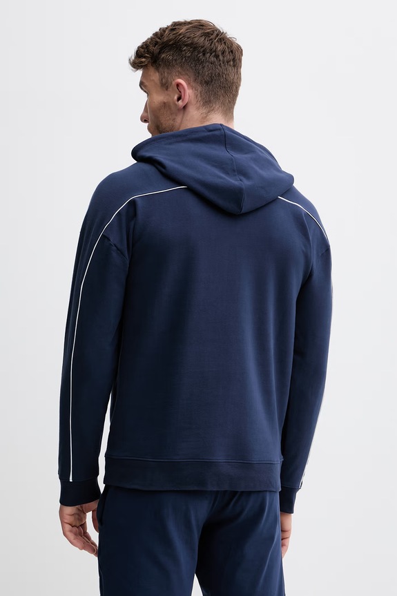 Одежда HUGO кофта с капюшоном для мужчин из хлопка с эластаном PALO HOODIE 50557013 тёмно-синий