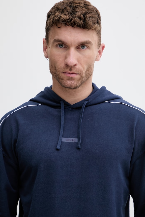 HUGO кофта с капюшоном для мужчин из хлопка с эластаном PALO HOODIE тёмно-синий 50557013