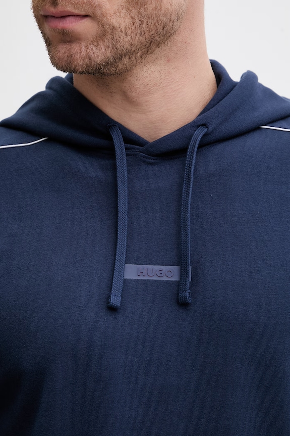 HUGO кофта с капюшоном для мужчин из хлопка с эластаном PALO HOODIE 50557013 тёмно-синий