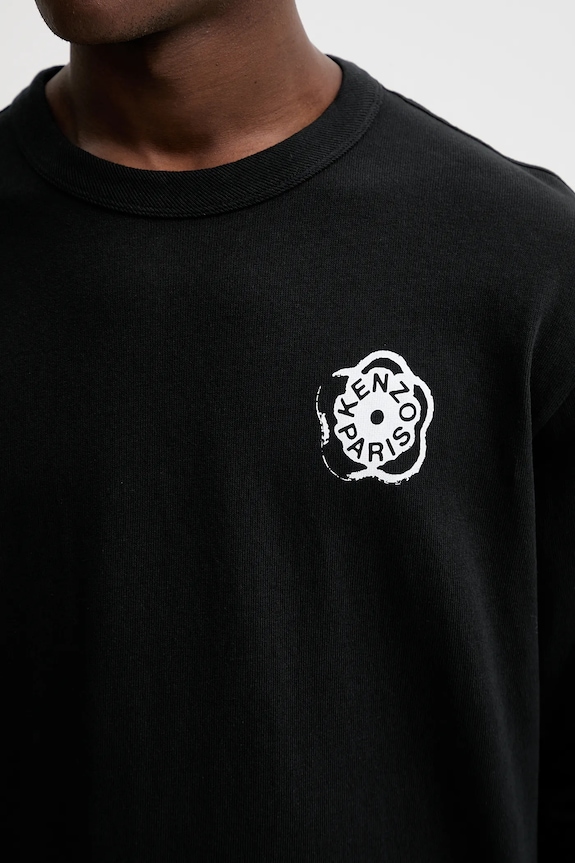 Kenzo longsleeve din bumbac FG55TL3024SK negru