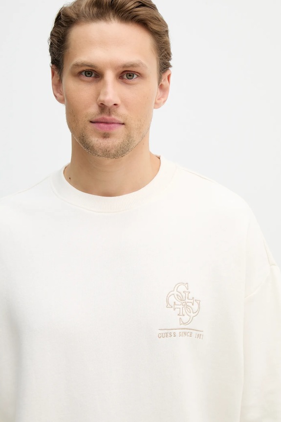 Βαμβακερή μπλούζα Guess μπεζ M6RQ41.K68I4