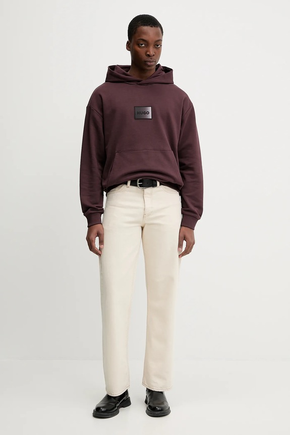 Bavlnená mikina HUGO Danohood 50553145 burgundské SS26