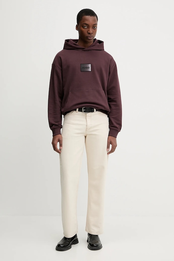 Bavlnená mikina HUGO Danohood 50553145 burgundské SS26