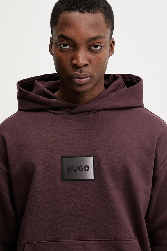 Bavlnená mikina HUGO Danohood burgundské 50553145