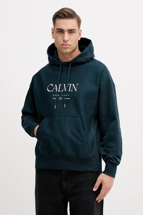 Mikina Calvin Klein s kapucňou zelená LV04RE207G