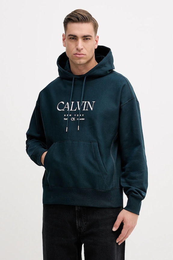 Mikina Calvin Klein s kapucňou zelená LV04RE207G