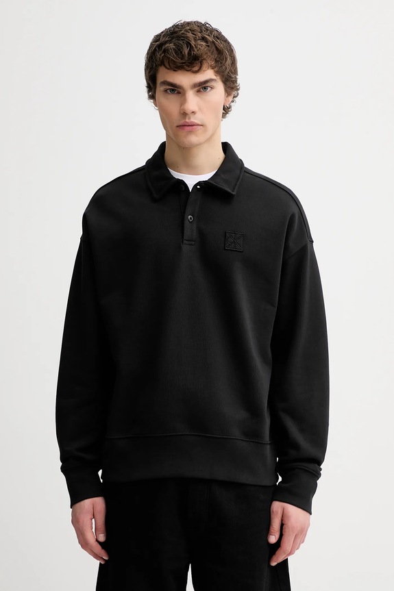 Calvin Klein hanorac de bumbac imprimeu negru LV14LE202G