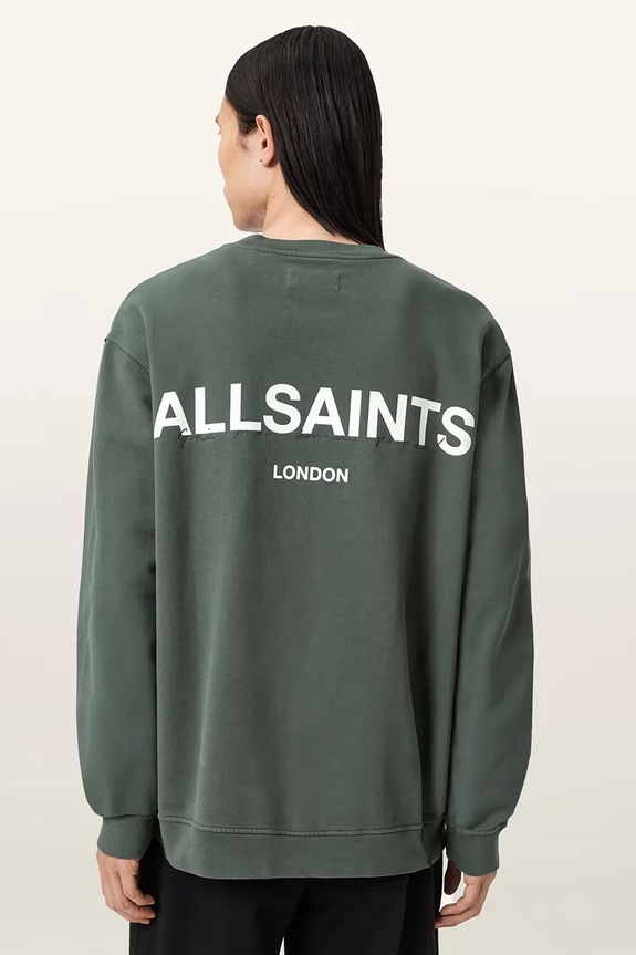 Βαμβακερή μπλούζα AllSaints M021ND πράσινο SS26