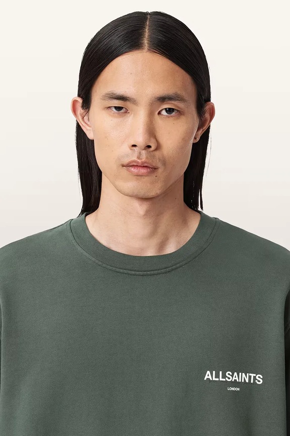 Βαμβακερή μπλούζα AllSaints πράσινο M021ND