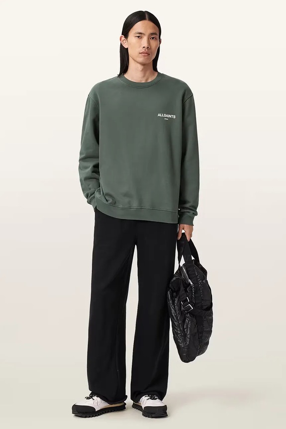 Βαμβακερή μπλούζα AllSaints M021ND πράσινο