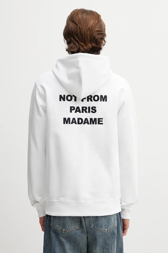 Bavlněná mikina Drôle de Monsieur Le Hoodie Slogan s kapucí bílá PERM.HO162.CO127.WT