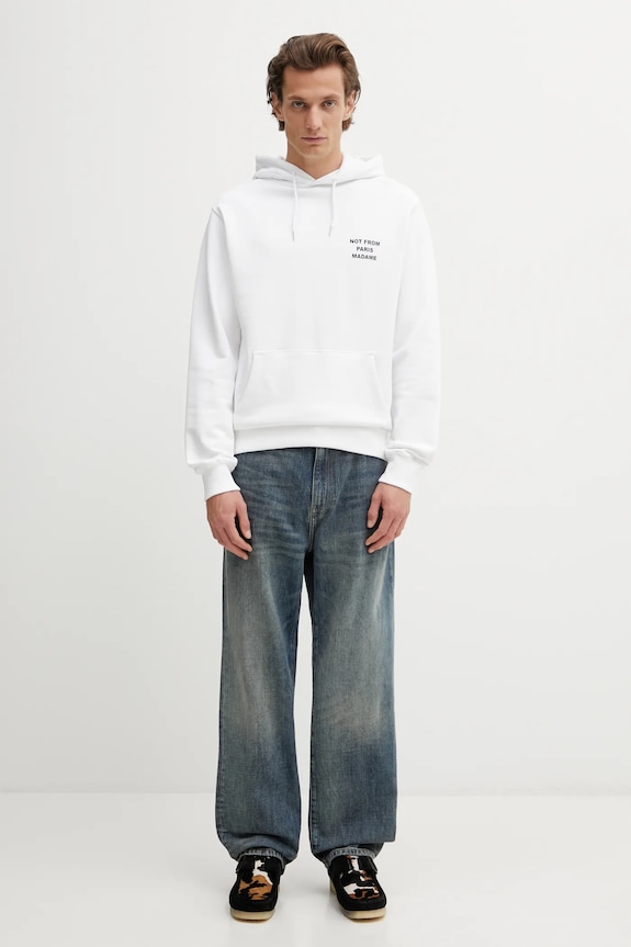 Bavlněná mikina Drôle de Monsieur Le Hoodie Slogan PERM.HO162.CO127.WT bílá