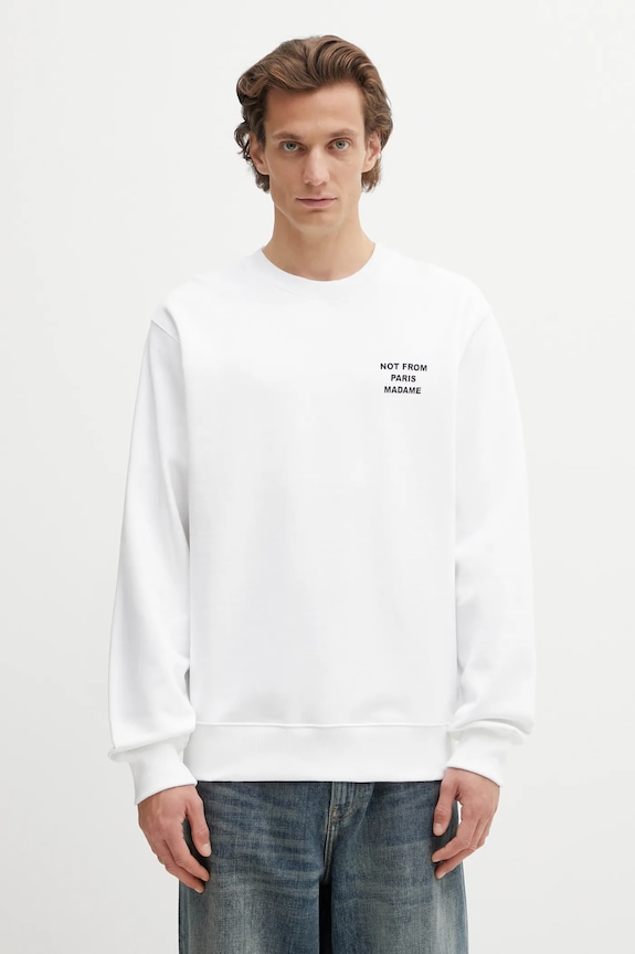 Oblečení Bavlněná mikina Drôle de Monsieur Le Sweatshirt Slogan PERM.SW149.CO127.WT bílá