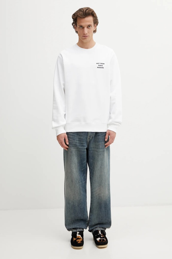 Bavlněná mikina Drôle de Monsieur Le Sweatshirt Slogan PERM.SW149.CO127.WT bílá