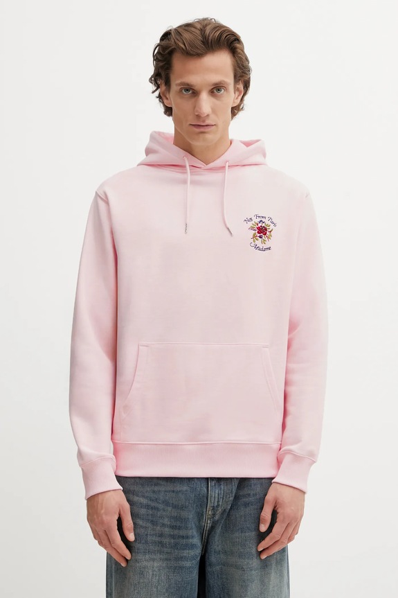Bavlněná mikina Drôle de Monsieur Hoodie Slogan Rose s kapucí růžová J.HO169.CO127.LPI