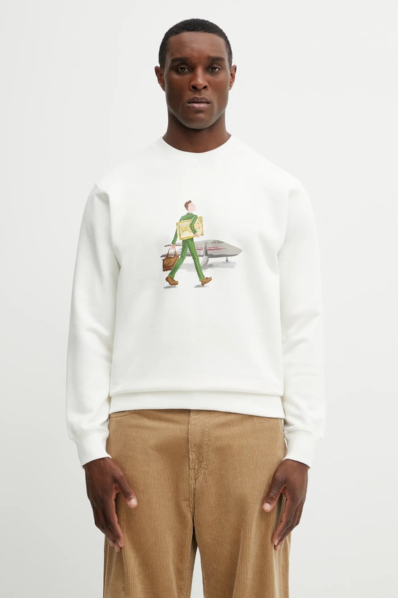 Drôle de Monsieur felpa in cotone Sweatshirt LHomme Au Tableau sovrastampa beige J.SW187.CO127.OW
