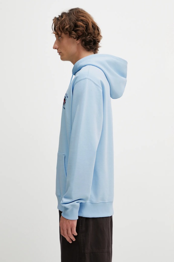 Bavlněná mikina Drôle de Monsieur Hoodie Slogan Rose J.HO169.CO127.LBE modrá SS26