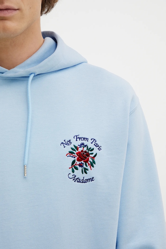 Bavlněná mikina Drôle de Monsieur Hoodie Slogan Rose modrá J.HO169.CO127.LBE