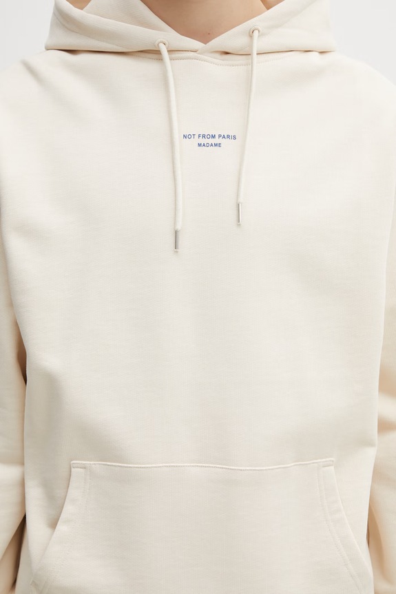 Drôle de Monsieur Le Hoodie Slogan Classique felpa con cappuccio in cotone da uomo beige K.HO161.CO127.SD