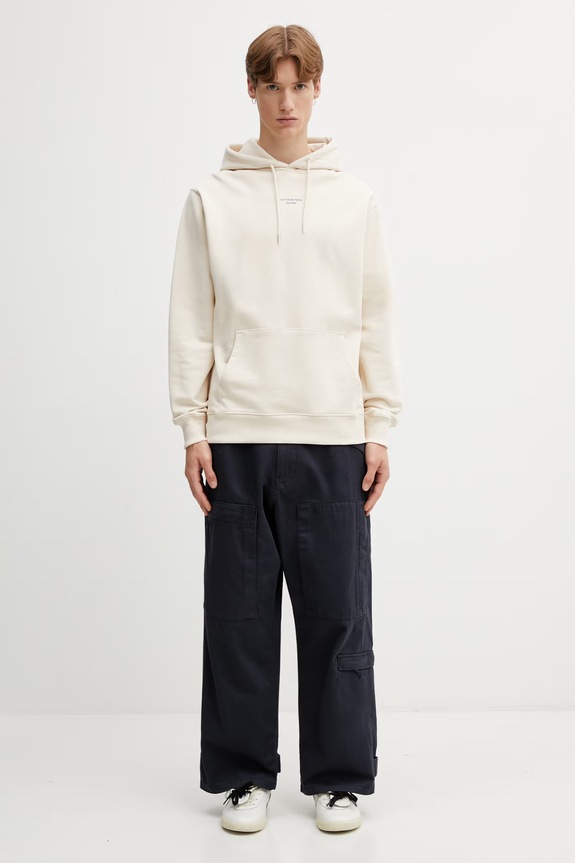 Drôle de Monsieur Le Hoodie Slogan Classique felpa con cappuccio in cotone da uomo K.HO161.CO127.SD beige