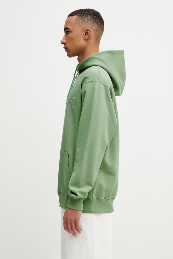 Drôle de Monsieur Le Hoodie Slogan Calligraphy bluza z kapturem męska bawełniana K.HO168.CO127.LGN zielony SS26