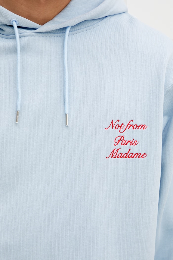 Drôle de Monsieur Le Hoodie Slogan Calligraphy bluza z kapturem męska bawełniana niebieski K.HO168.CO127.LBE