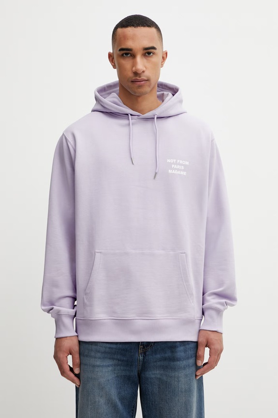 Drôle de Monsieur Le Hoodie Slogan mikina s kapucí bavlněná pánská fialová K.HO162.CO127.LAV