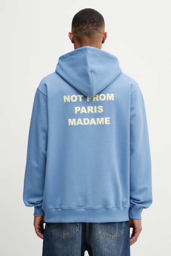 Drôle de Monsieur pulover s kapuco moški bombažen Le Hoodie Slogan modra K.HO162.CO127.ATBL