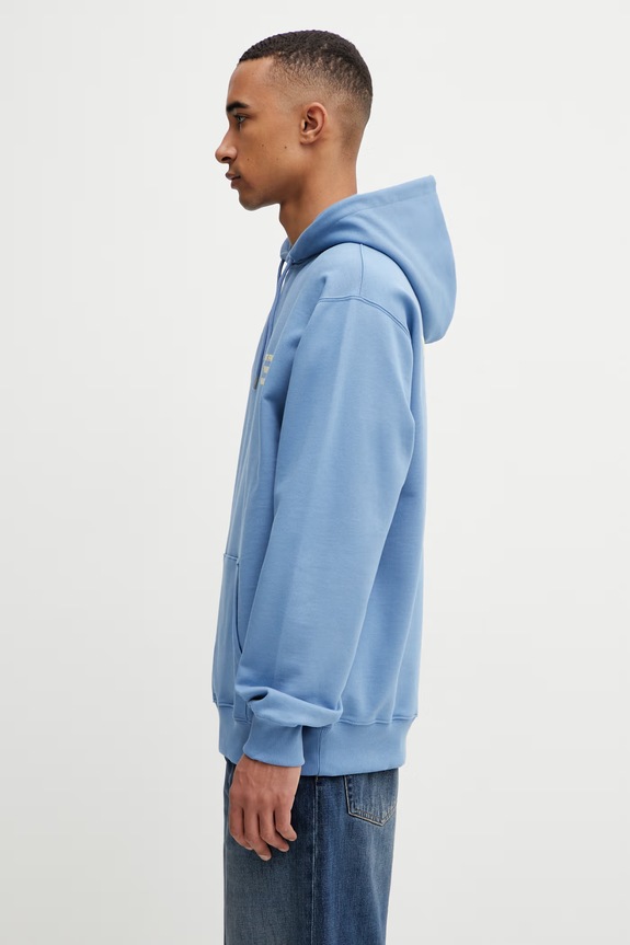 Drôle de Monsieur Le Hoodie Slogan bluza z kapturem bawełniana męska K.HO162.CO127.ATBL niebieski SS26