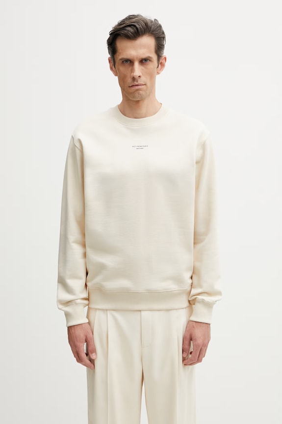 Drôle de Monsieur Le Sweatshirt Slogan Classique mikina bavlněná pánská béžová K.SW148.CO127.SD