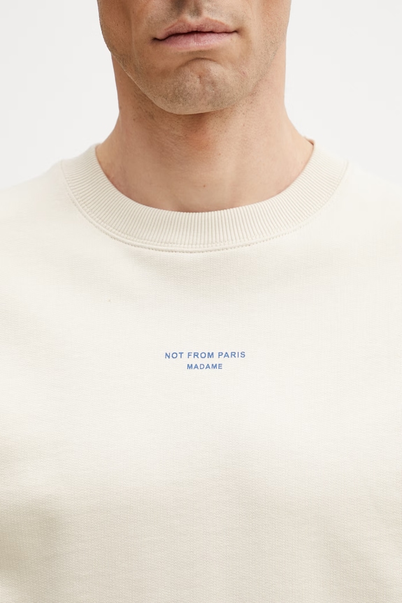 Drôle de Monsieur Le Sweatshirt Slogan Classique mikina bavlněná pánská béžová K.SW148.CO127.SD