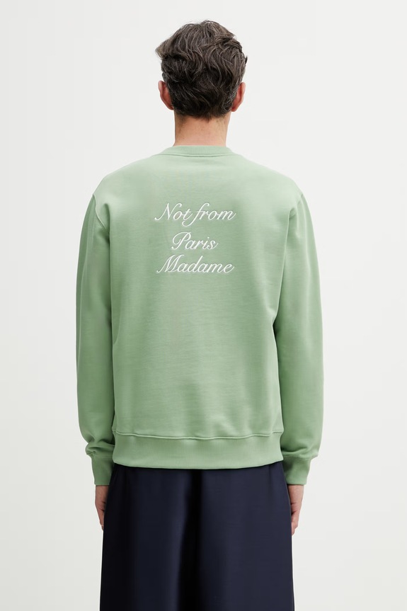 Drôle de Monsieur Slogan Calligraphy mikina bavlněná pánská zelená K.SW157.CO127.LGN