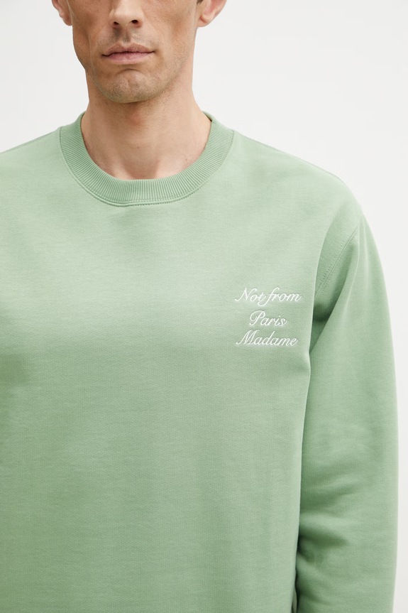 Drôle de Monsieur Slogan Calligraphy mikina bavlněná pánská zelená K.SW157.CO127.LGN