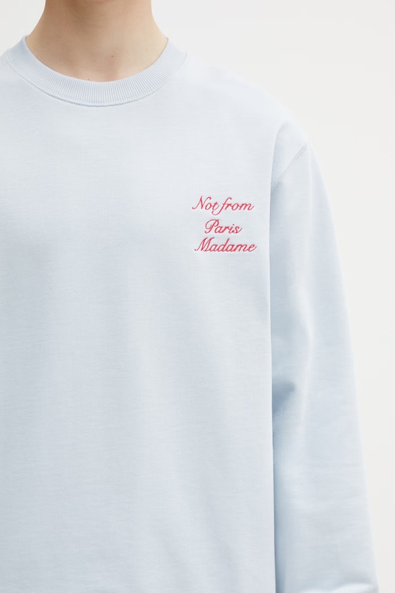 Drôle de Monsieur pulover moški bombažen Slogan Calligraphy modra K.SW157.CO127.LBE