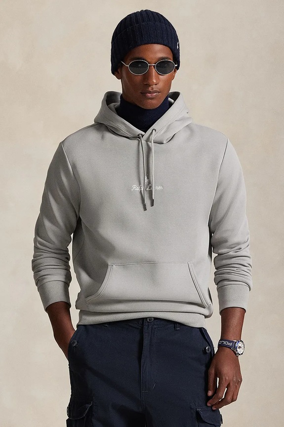 Mikina Polo Ralph Lauren s kapucí šedá 710981369