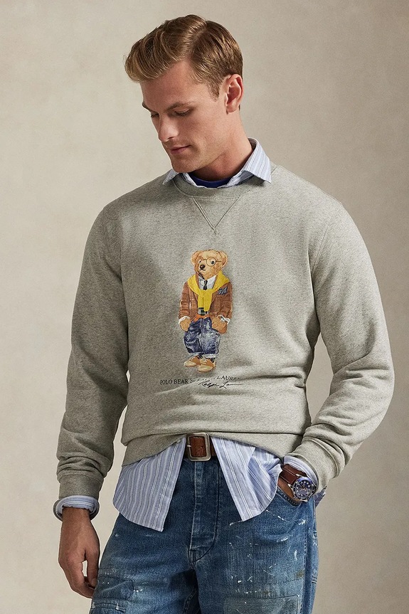 Mikina Polo Ralph Lauren melanž sivá 710P04977
