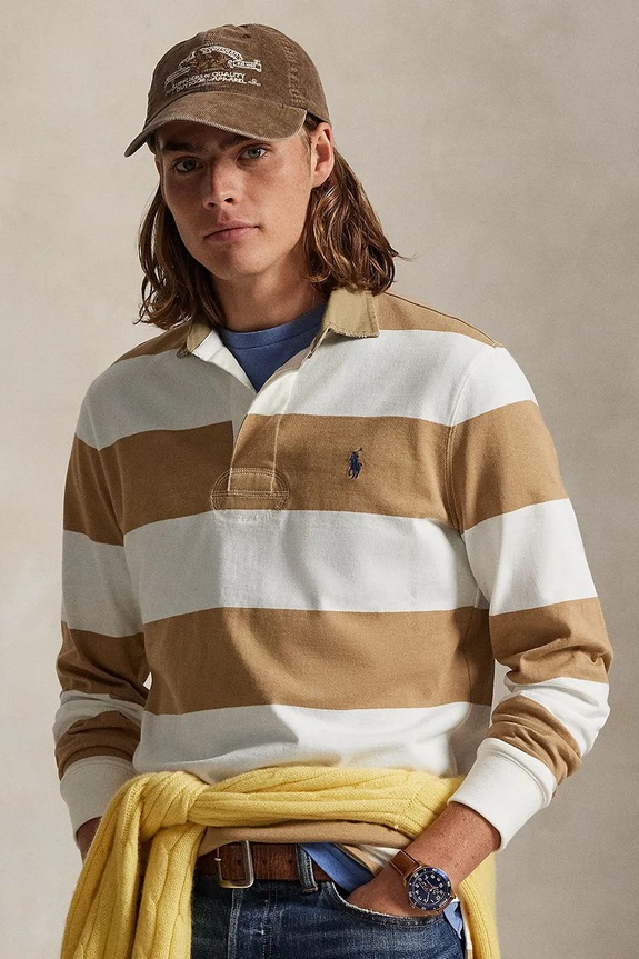 Хлопковая кофта Polo Ralph Lauren узор коричневый 710P05317
